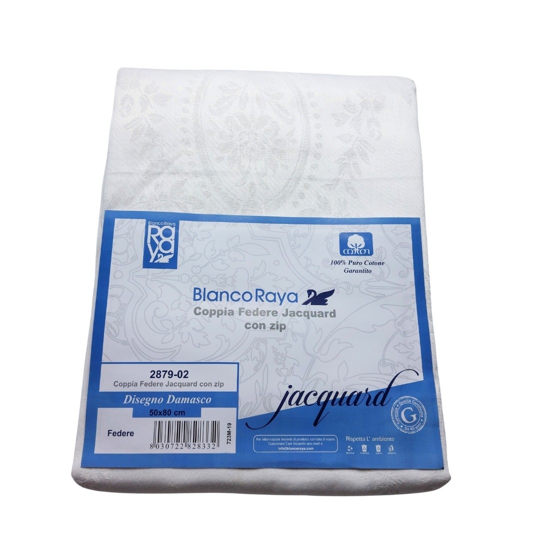 Coppia Federa Damasco con Zip Blanco Raya per Hotel e Beb