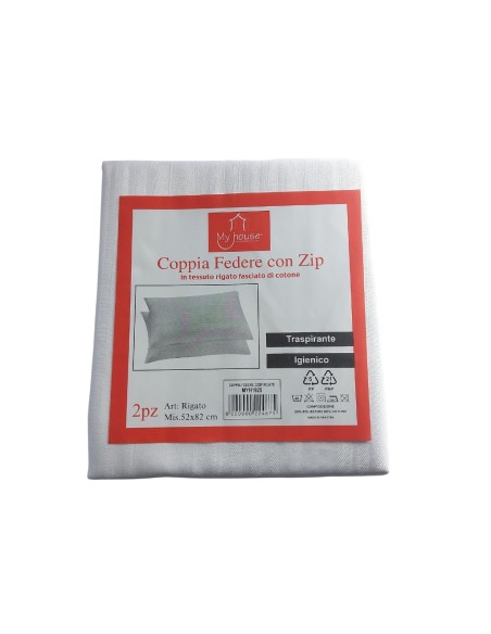 Coppia federe Myhouse Rigate con zip per Hotel e Beb