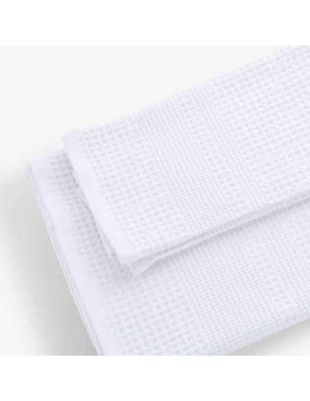 Set 1+1 asciugamani viso e ospite Linea Oro Nido d'ape in 100% cotone per Hotel e BeB