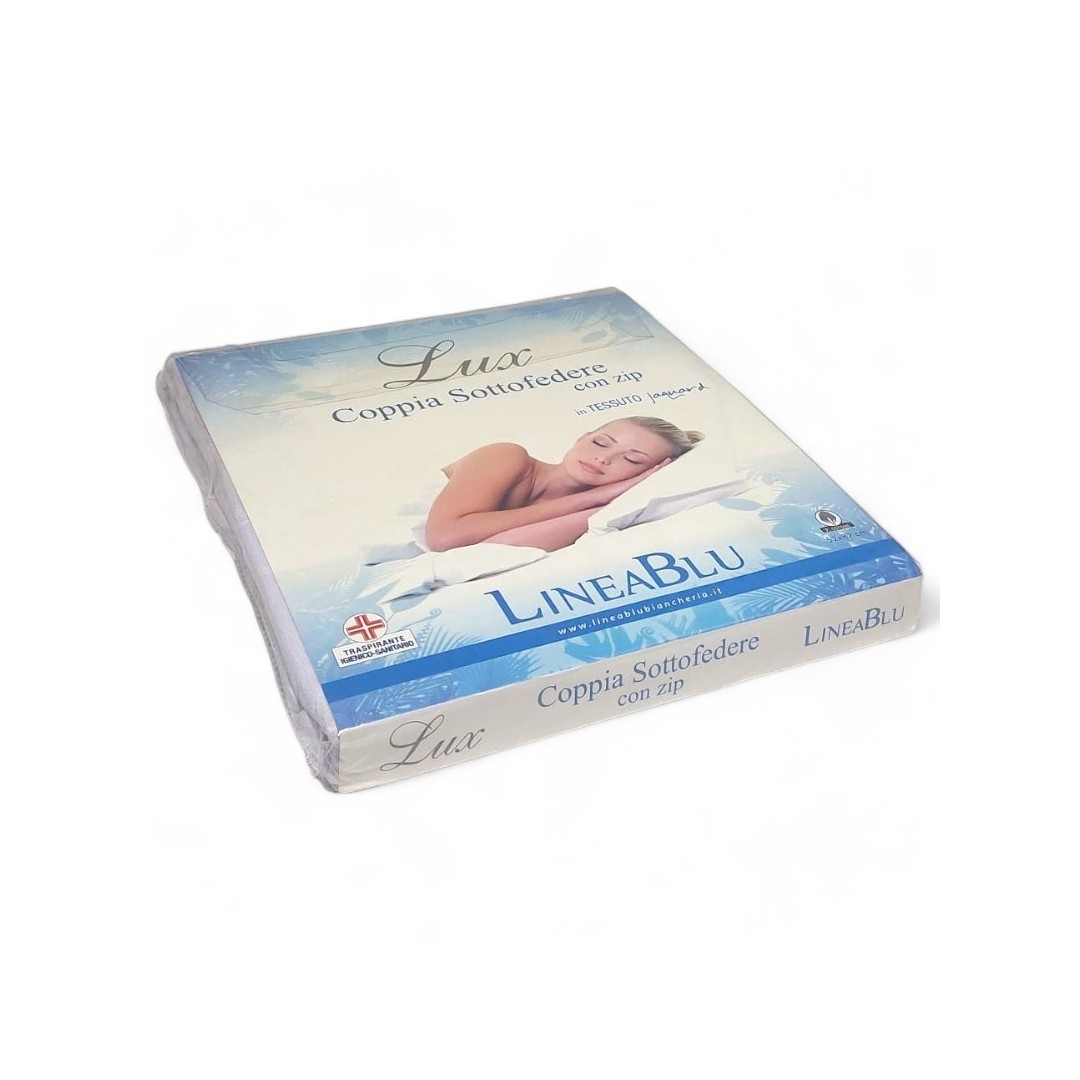 Coppia Sottofedere con zip LineaBlu art. Lux 52x82cm in policotone tessuto jacquard motivo damascato