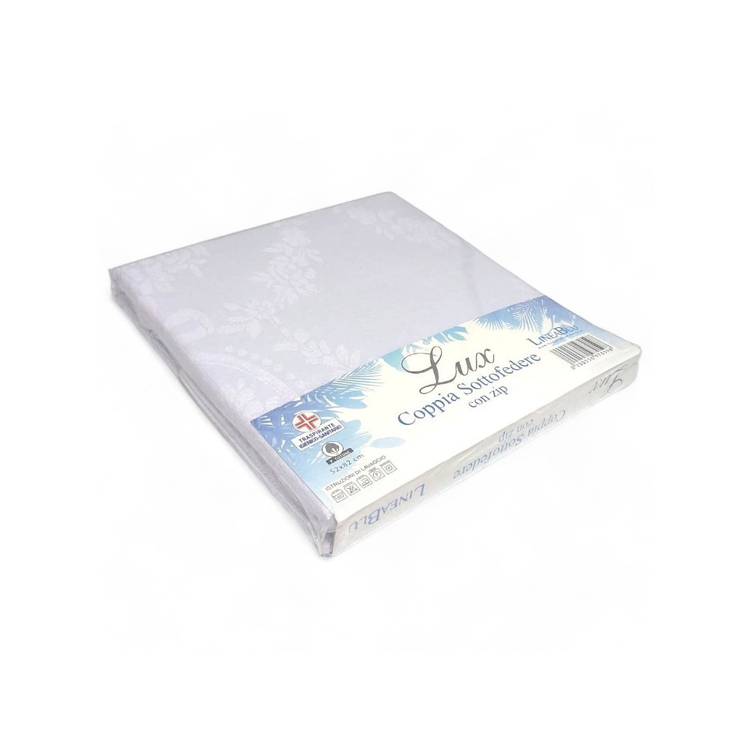 Coppia Sottofedere con zip LineaBlu art. Lux 52x82cm in policotone tessuto jacquard motivo damascato 2