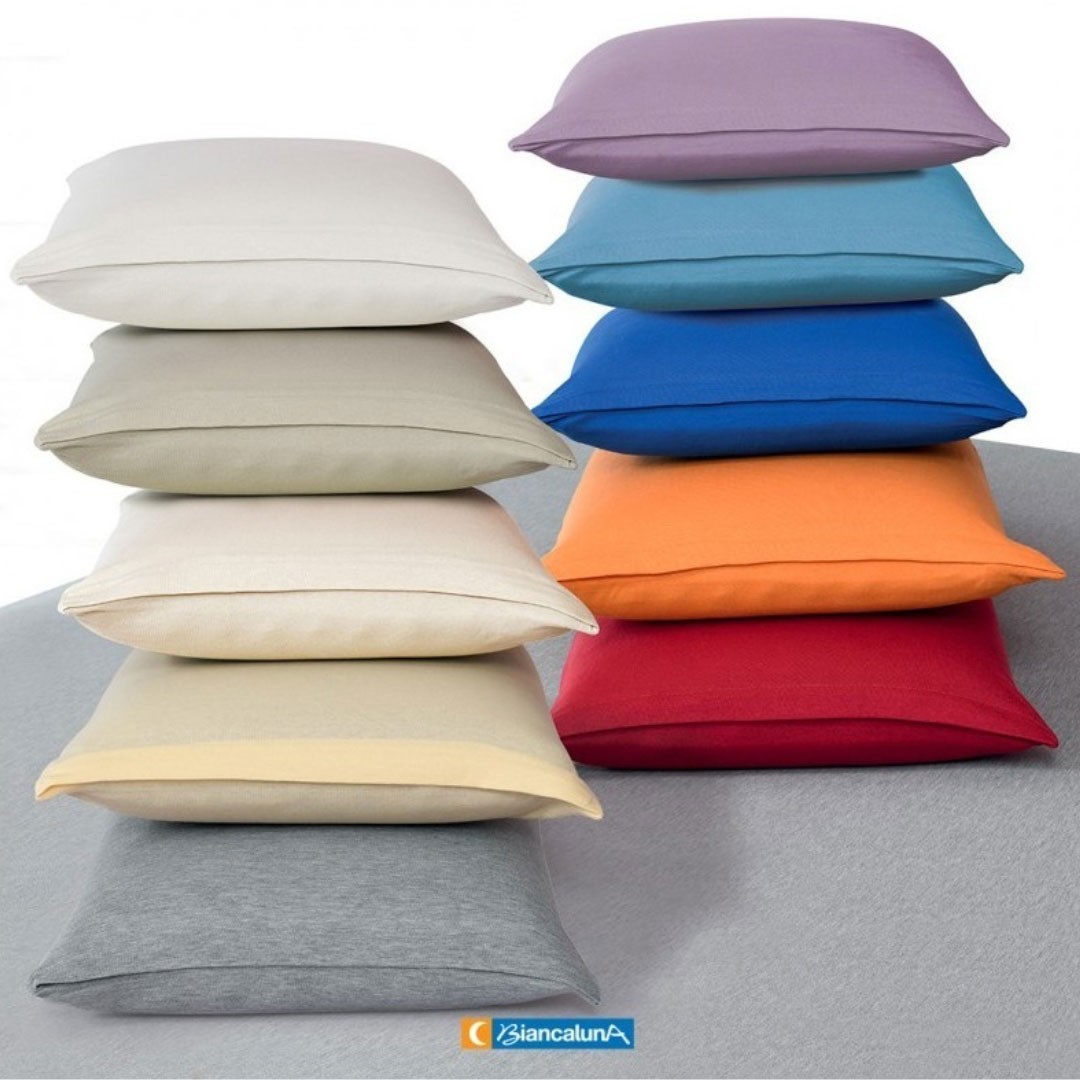 Coppia Federe Bianche Biancaluna Linea Colored in 100% puro cotone per Hotel e BeB 2