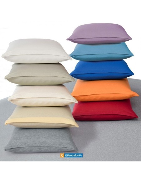 Coppia Federe Bianche Biancaluna Linea Colored in 100% puro cotone per Hotel e BeB