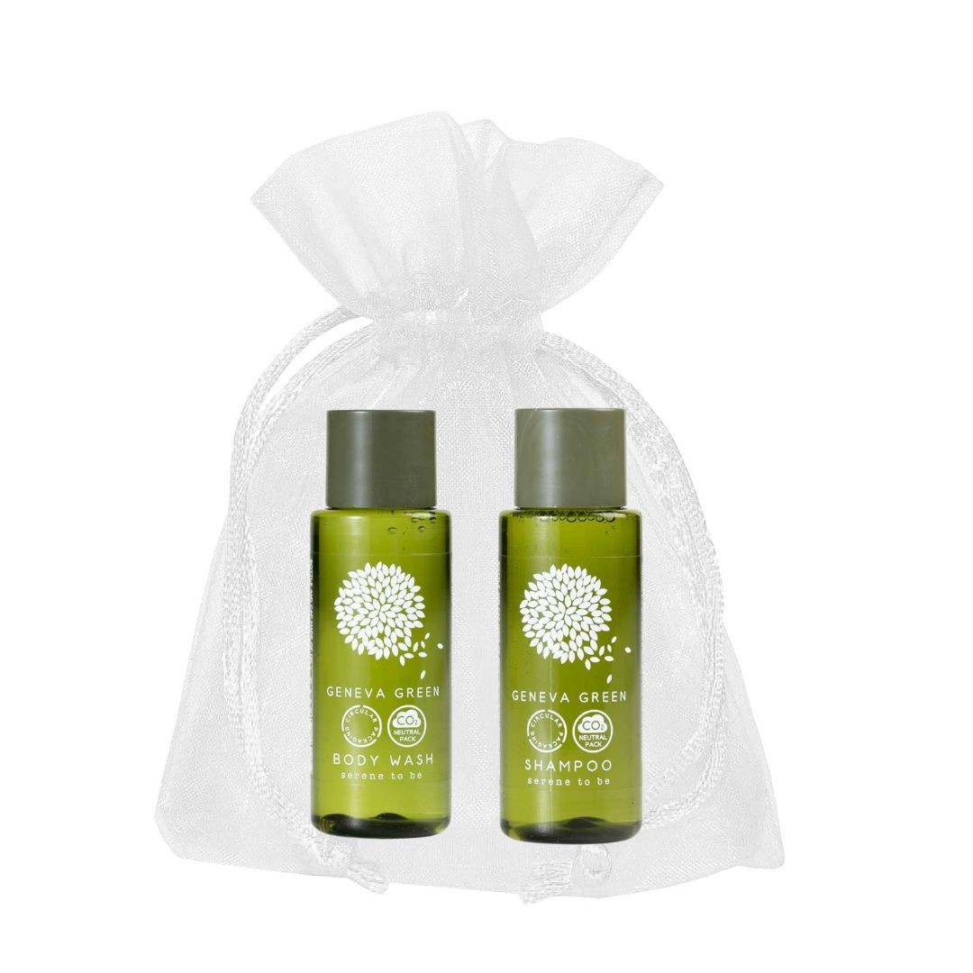 50 Kit di Benvenuto in Sacchetto di Organza - Linea Geneva Green (Cod. KITBGRSGR)