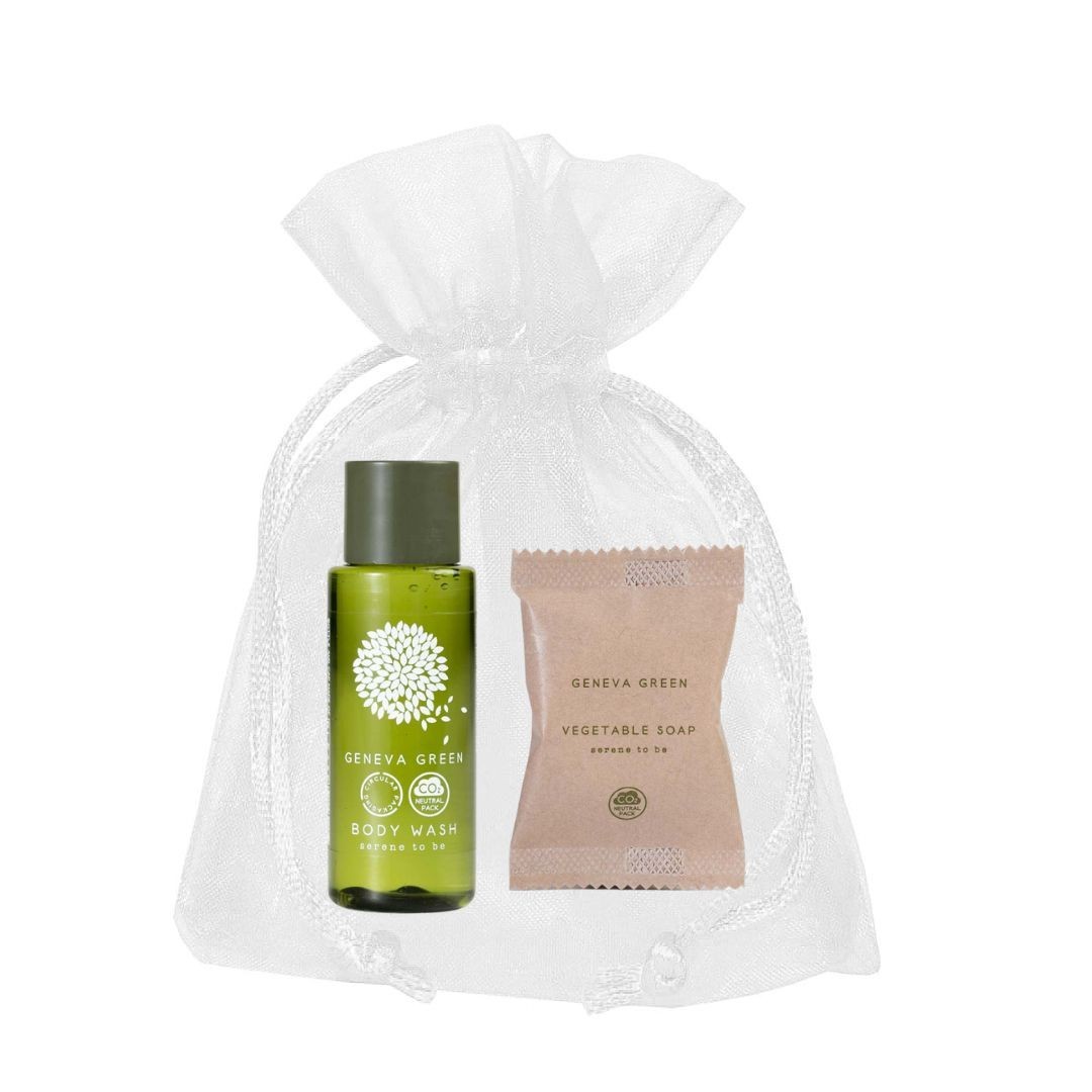 50 Kit di Benvenuto in Sacchetto di Organza - Linea Geneva Green (Cod. KITBGR0915)