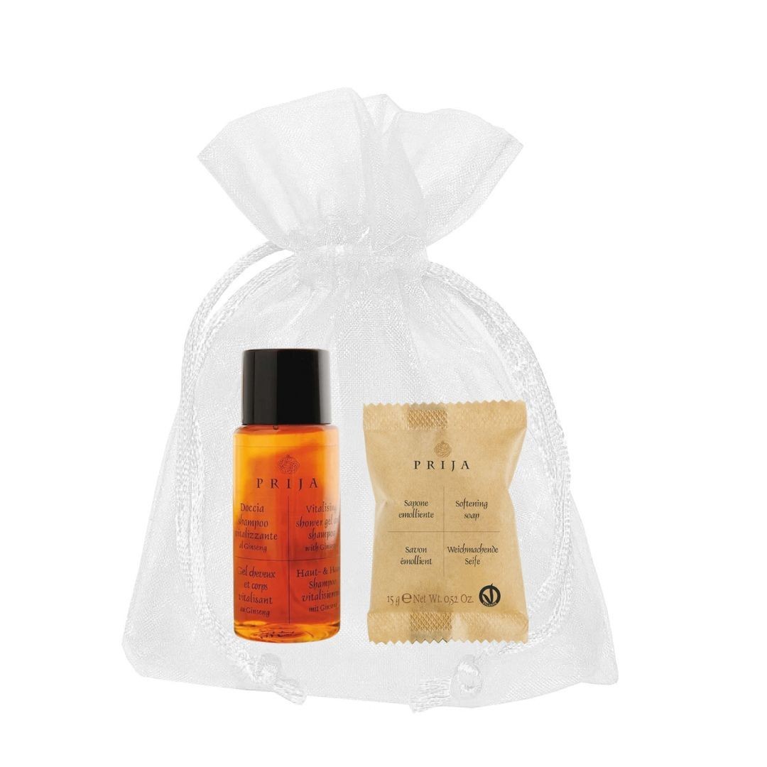 50 Kit di Benvenuto in Sacchetto di Organza - Linea Prija (Cod. KITB09PET44B)