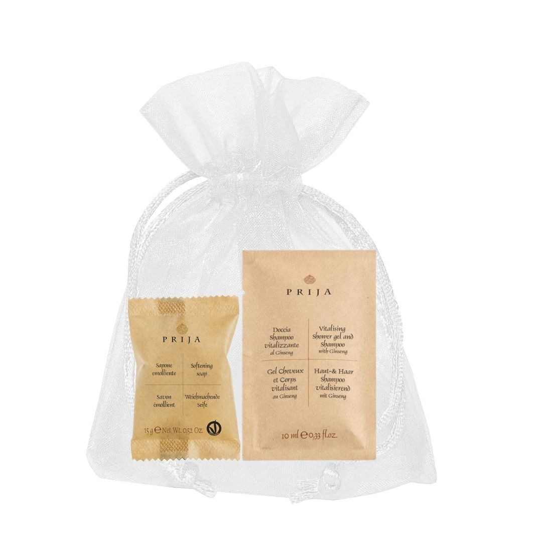 50 Kit di Benvenuto in Sacchetto di Organza - Linea Prija (Cod. KITPRB09AB01)