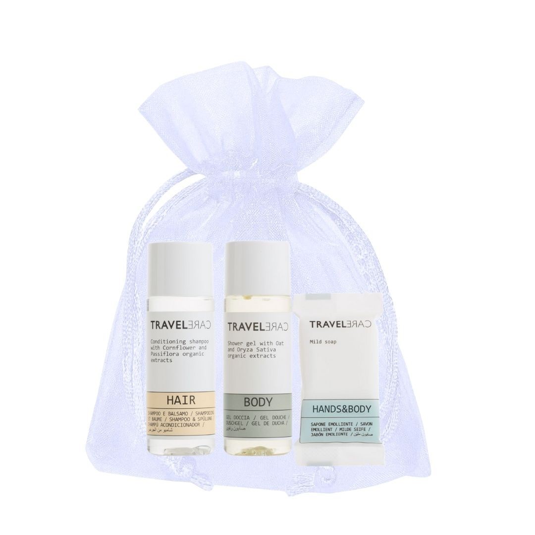 50 Kit di Benvenuto in Sacchetto di Organza - Linea Travelcare (Cod. KITP30SBB0812)