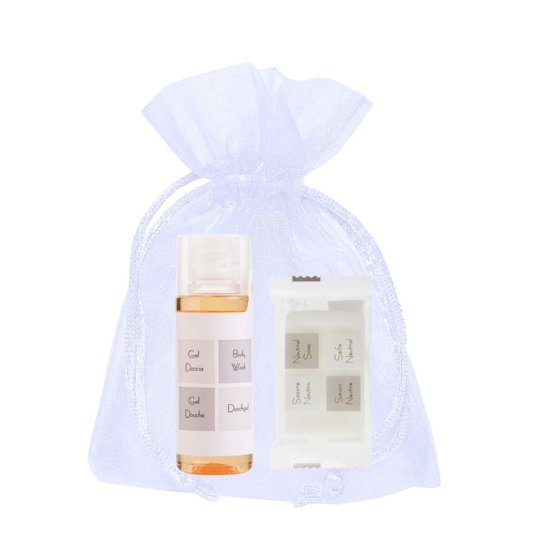 50 Kit di Benvenuto in Sacchetto di Organza - Linea Neutra (Cod. KITNTP30BNB0812N)