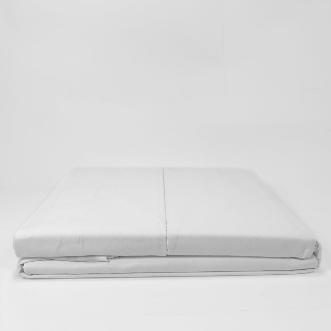 Completo Lenzuola in Percalle di cotone Bianco Matrimoniale 240x290cm Biancaluna Callas