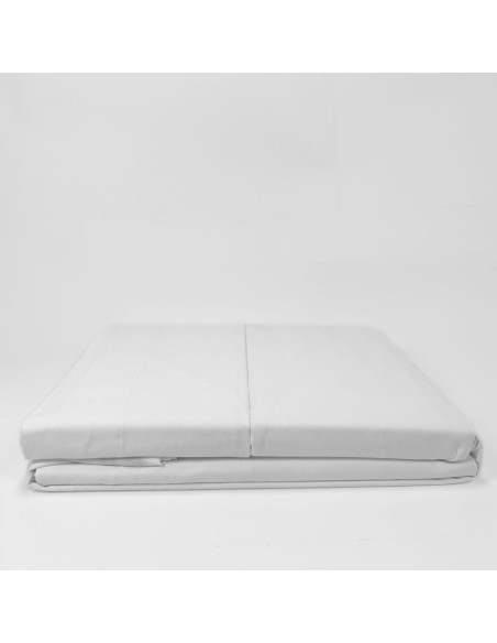Completo Lenzuola in Percalle di cotone Bianco Matrimoniale 240x290cm Biancaluna Callas