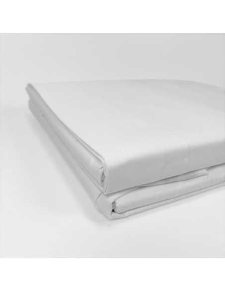 Completo Lenzuola in Percalle di cotone Bianco Matrimoniale 240x290cm Biancaluna Callas