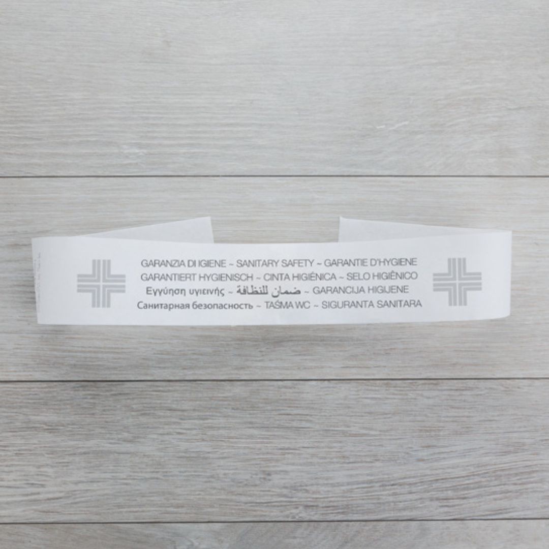 FASCIA PER SIGILLO WC IN CARTA BIANCA CM 5 X 55, LINEA NO LOGO G09N