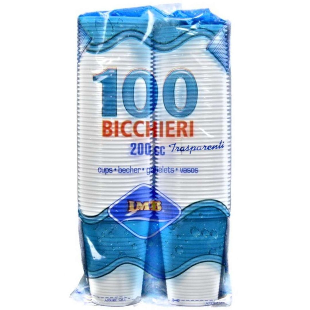 IMB BICCHIERI PLASTICA TRASPARENTI 200CC - 100PZ