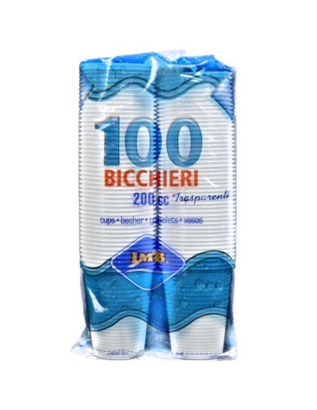 IMB BICCHIERI PLASTICA TRASPARENTI 200CC - 100PZ
