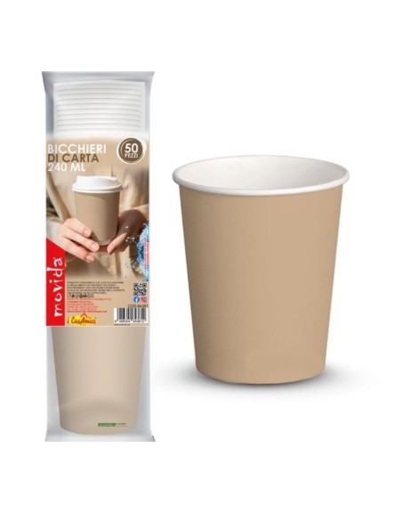 Set 50 Pezzi Bicchieri Acqua Monouso in Carta Bio 250 ml