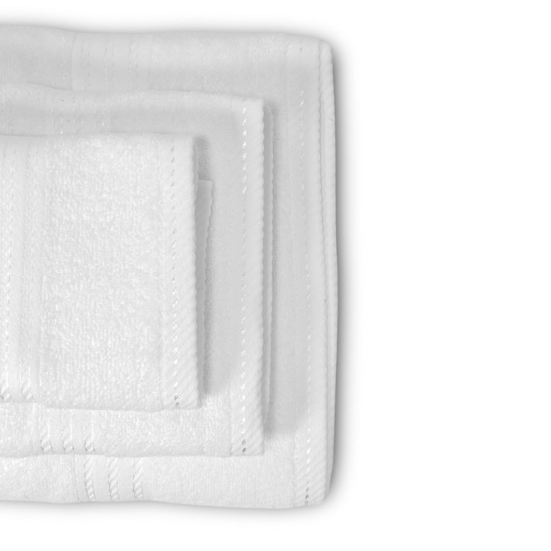 Tris di asciugamani Linea Riga Diamantino in spugna 430gr/mq 100% cotone per Hotel e BeB