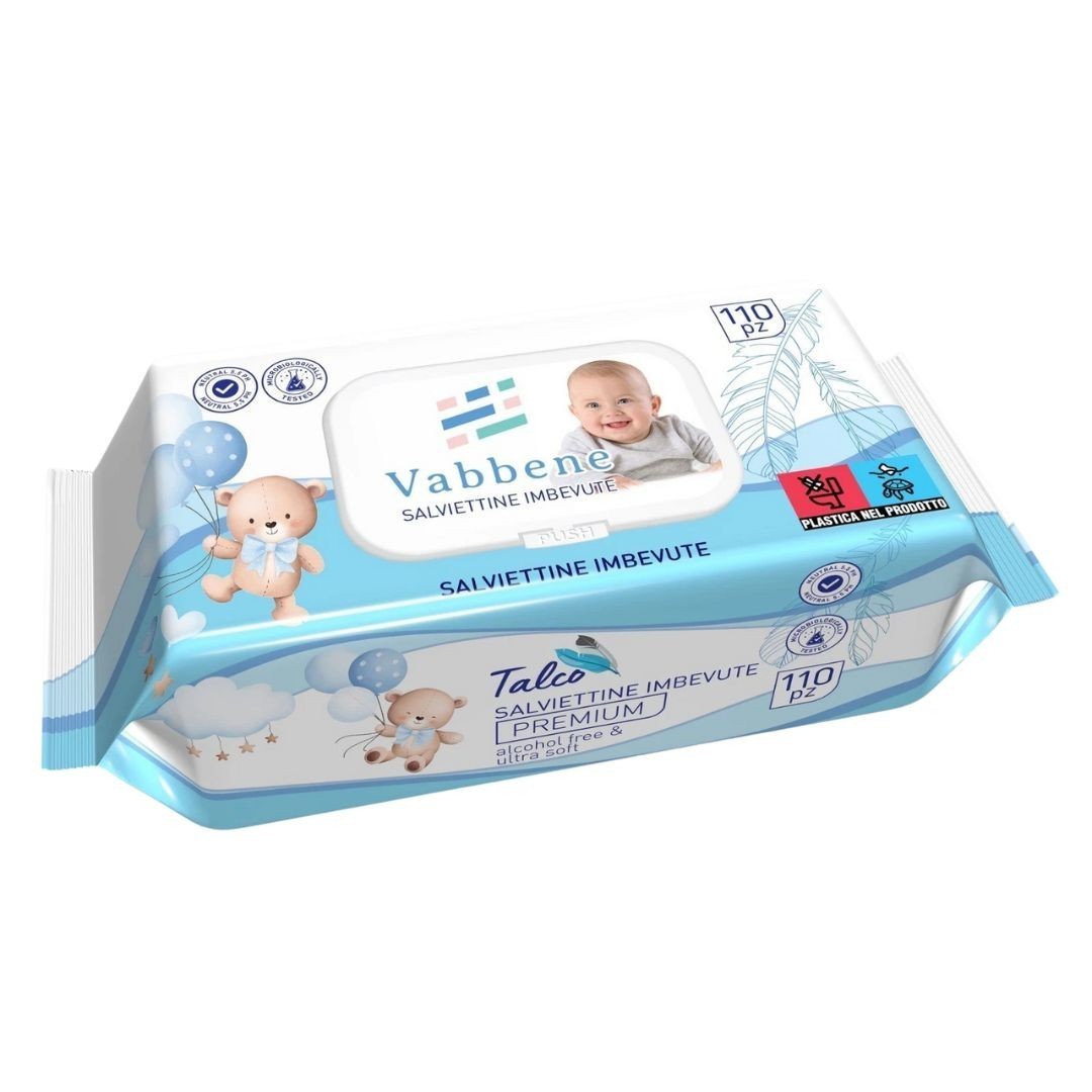 Salviette, salviette Neonato talco imbevute Bimbi Cambio Detergenti 5 pz