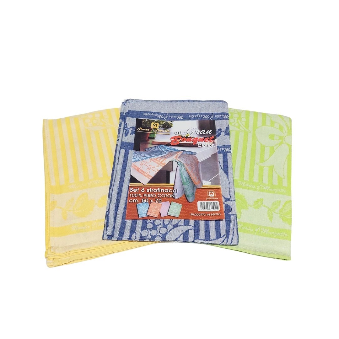 Set 6 pezzi strofinacci Bouquet 50x70 cm Marta Marzotto per Hotel e Beb