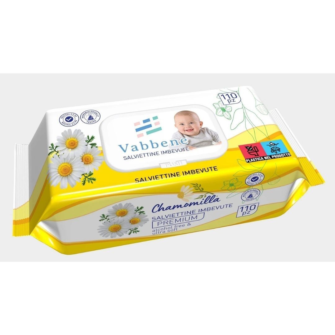 Salviette, salviette Neonato camomiIla imbevute Bimbi Cambio Detergenti 5 pz