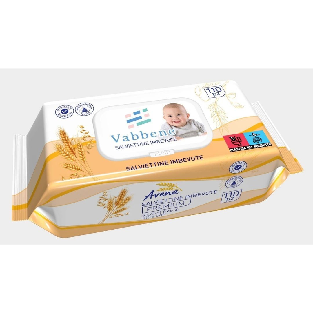 Salviette, salviette Neonato Profumo avena Imbevute Bimbi Cambio Detergenti 5 pz