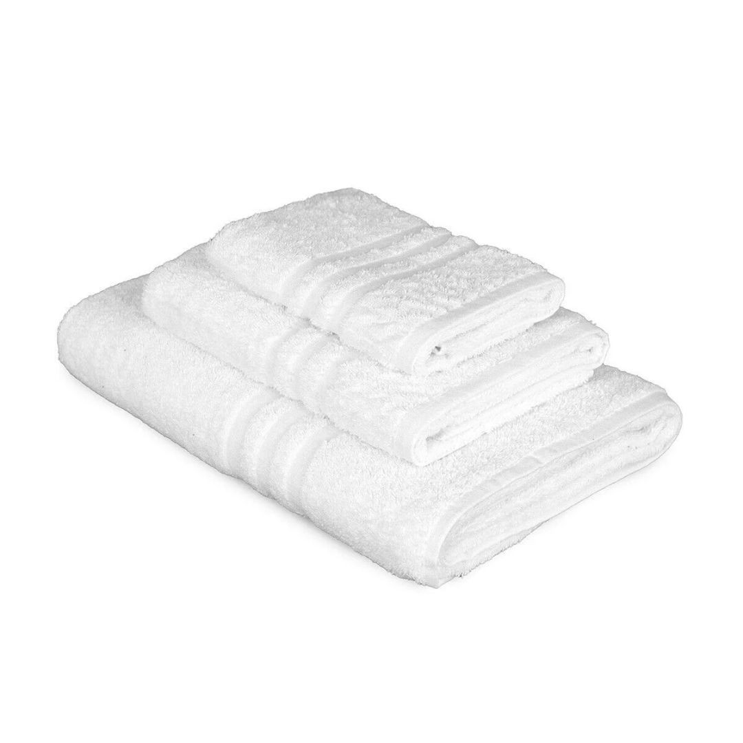 Tris Asciugamani Bagno Bianchi 430 gr - Morbidi, Assorbenti e Resistenti