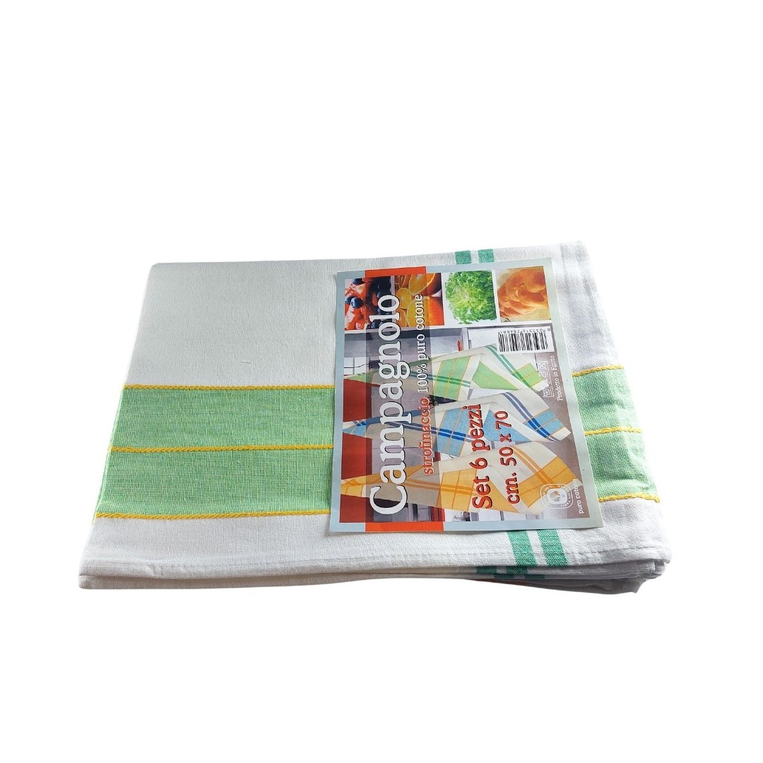 Set 6 pezzi Strofinacci Campagnolo 50x70 cm per Hotel e Beb