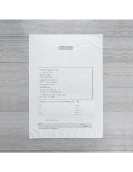 Sacchetti per la biancheria 60x40cm in PE 100% riciclato Linea No Logo G06_EN